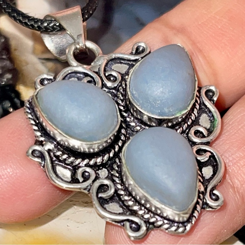 Blue Angelite Pendant 1 7/8”